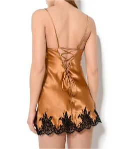 Nuisette Babydoll Sexy Lise Charmel Collection Splendeur Soie, Coloris Ambre (=caramel). -SOUTIEN-GORGE Soldes Boutique Babydoll nuisette Lise Charmel Splendeur soie ambre caramel ALC1780 SB dos