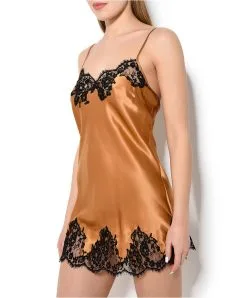 Nuisette Babydoll Sexy Lise Charmel Collection Splendeur Soie, Coloris Ambre (=caramel). -SOUTIEN-GORGE Soldes Boutique Babydoll nuisette Lise Charmel Splendeur soie ambre caramel ALC1780 SB profil