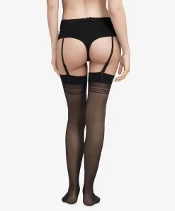 SOUTIEN-GORGE Soldes Boutique -SOUTIEN-GORGE Soldes Boutique Bas sigle transparents 20D motif jarretiere avec rayures opaque Chantal Thomass Ligne Bas et Collants Noir TT2180 NOIR 2