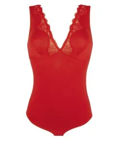 ANTIGEL DE LISE CHARMEL Body Décolleté En Dentelle Collection Homewear Simply Perfect En Coloris Ocre Rouge De Chez Antigel Par Lise Charmel.