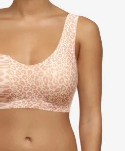 Bralette à Coques Léopard Invisible Collection Soft Stretch De Chez Chantelle Paris.  -SOUTIEN-GORGE Soldes Boutique Bralette paddee reglables Chantelle soft stretch leo neutral panthere C11D10 0QR 3