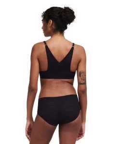 Bralette Avec Coques à Rayures Texturées Collection Soft Stretch Stripes Coloris Noir De Chez Chantelle Paris.  -SOUTIEN-GORGE Soldes Boutique Bralette paddee reglables Chantelle soft stretch stripes noir C20D10 011 506