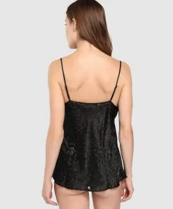 Caraco En Soie Et Viscose Collection De Lingerie Permanente Dressing Floral De Chez Lise Charmel, Coloris Noir.  -SOUTIEN-GORGE Soldes Boutique Caraco Lise Charmel Dressing Floral noir ALC4288 NO 504