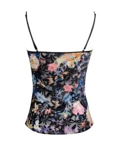 Caraco En Soie Et Viscose Lise Charmel Collection Flora Aura, Coloris Aura Pastel (imprimé Multicolore Pastel Sur Fond Noir). -SOUTIEN-GORGE Soldes Boutique Caraco en soie et viscose Lise Charmel Flora Aura pastel noir et multicolore ALH4219 AP 11