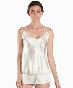 Caraco En Soie Aubade Collection Nightwear De Luxe Toi Mon Amour (ex. Soie D'Amour) Coloris Nacre. -SOUTIEN-GORGE Soldes Boutique Caraco en soie fines bretelles Soie d Amour Aubade nacre MS38 NACR 6