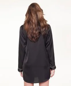 Chemise De Nuit Satinée "black/sand" Collection Nightwear De Chez Lingadore. 9 Chemise De Nuit Satinée "black/sand" Collection Nightwear De Chez Lingadore. -SOUTIEN-GORGE Soldes Boutique Chemise de nuit satinee black sand Lingadore Lingadore nightwear noir sable 6810PD 20 BKSD 3