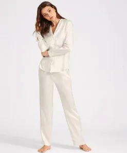 Pantalon En Soie Aubade Collection Toi Mon Amour Coloris Nacre. -SOUTIEN-GORGE Soldes Boutique Chemisier en soie Toi Mon Amour Soie d Amour Aubade nacre QS44 NACR 15