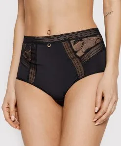 Culotte Haute De La Marque De Lingerie Chantelle, Collection True Lace, Coloris Noir.