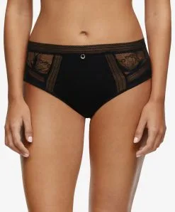 Culotte Haute De La Marque De Lingerie Chantelle, Collection True Lace, Coloris Noir. -SOUTIEN-GORGE Soldes Boutique Culotte haute Chantelle true lace noir C11M80 011 5