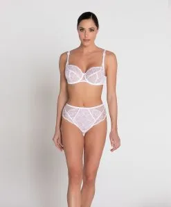 Slip Haut Collection De Lingerie Blanche Féérie Couture Par Lise Charmel. -SOUTIEN-GORGE Soldes Boutique Culotte haute Lise Charmel Feerie Couture blanc ACH0374 BL 504