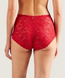 Culotte Haute Rouge De La Collection Lingerie Permanente Rosessence Par Aubade Paris. -SOUTIEN-GORGE Soldes Boutique Culotte haute Rosessence gala Aubade rouge HK24 GALA 13