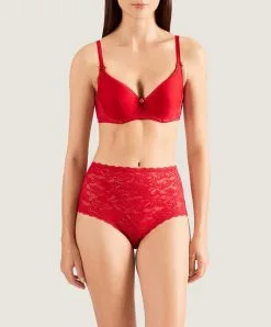 Culotte Haute Rouge De La Collection Lingerie Permanente Rosessence Par Aubade Paris. -SOUTIEN-GORGE Soldes Boutique Culotte haute Rosessence gala Aubade rouge HK24 GALA 14