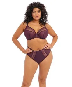 Culotte Haute Grande Taille De La Collection Matilda Par Elomi, Coloris Wine Diamond. -SOUTIEN-GORGE Soldes Boutique Culotte haute grande taille Elomi Matilda wine diamond violet EL8906 WID 1