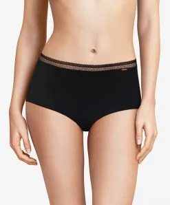 Culotte Menstruelle Taille Haute Graphique De La Gamme Life Par La Marque Chantelle, Coloris Noir.