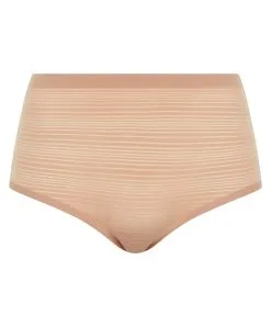 Culotte Haute à Rayures Texturées Collection Soft Stretch Stripes Coloris Sirocco (=peau) De Chez Chantelle Paris. 