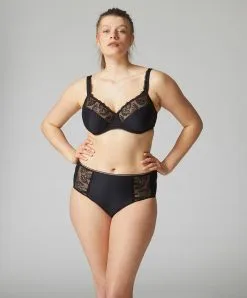 Simone Perele Culotte Taille Haute Simone Pérèle Collection De Lingerie Permanente Bloom Coloris Noir. -SOUTIEN-GORGE Soldes Boutique Culotte taille haute Simone Perele Bloom noir 12Y770 015 10