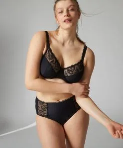 Simone Perele Culotte Taille Haute Simone Pérèle Collection De Lingerie Permanente Bloom Coloris Noir. -SOUTIEN-GORGE Soldes Boutique Culotte taille haute Simone Perele Bloom noir 12Y770 015 9