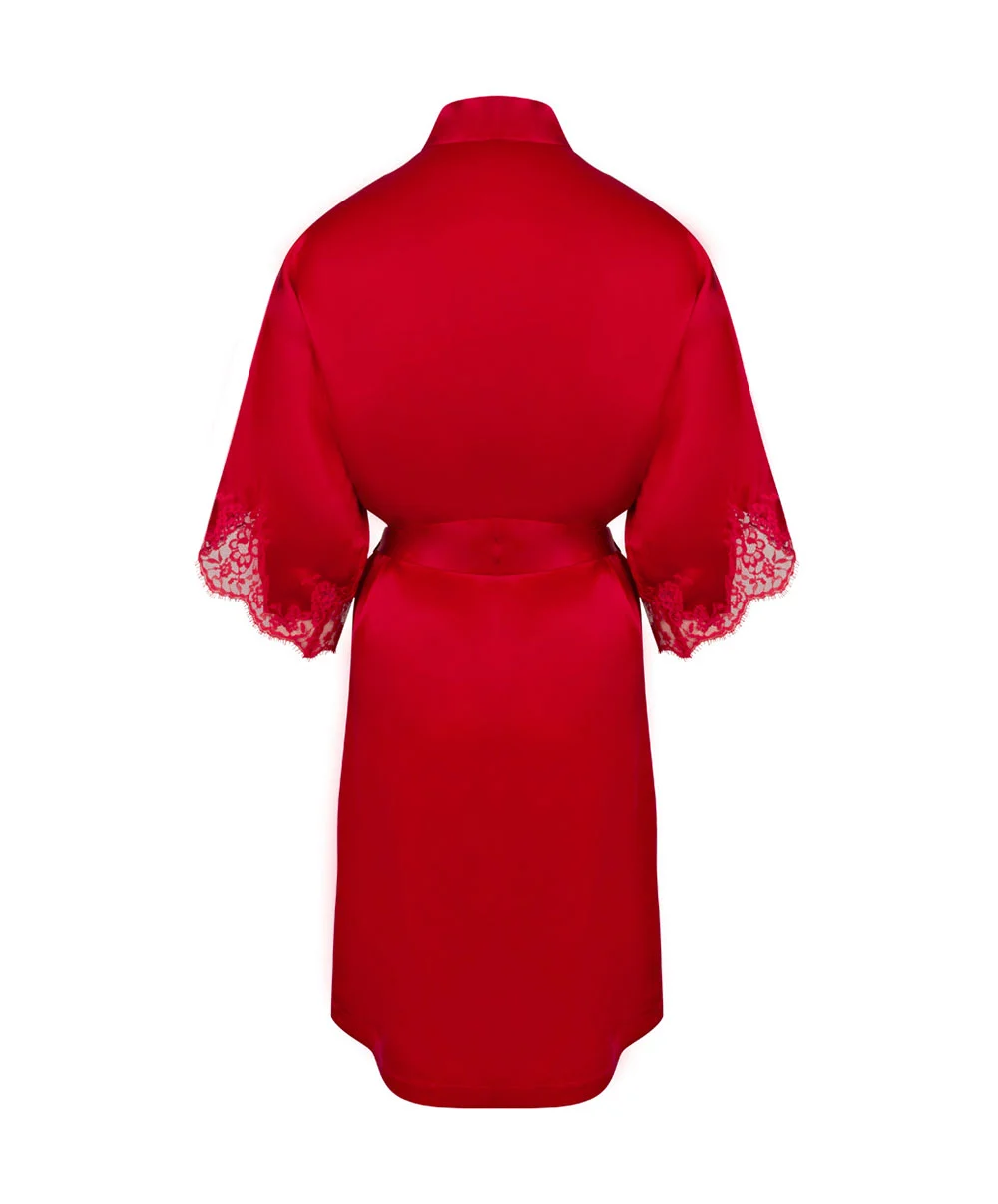 Déshabillé Court En Soie Lise Charmel Collection Splendeur Soie, Coloris Rouge. 10 Déshabillé Court En Soie Lise Charmel Collection Splendeur Soie, Coloris Rouge. – Image 8