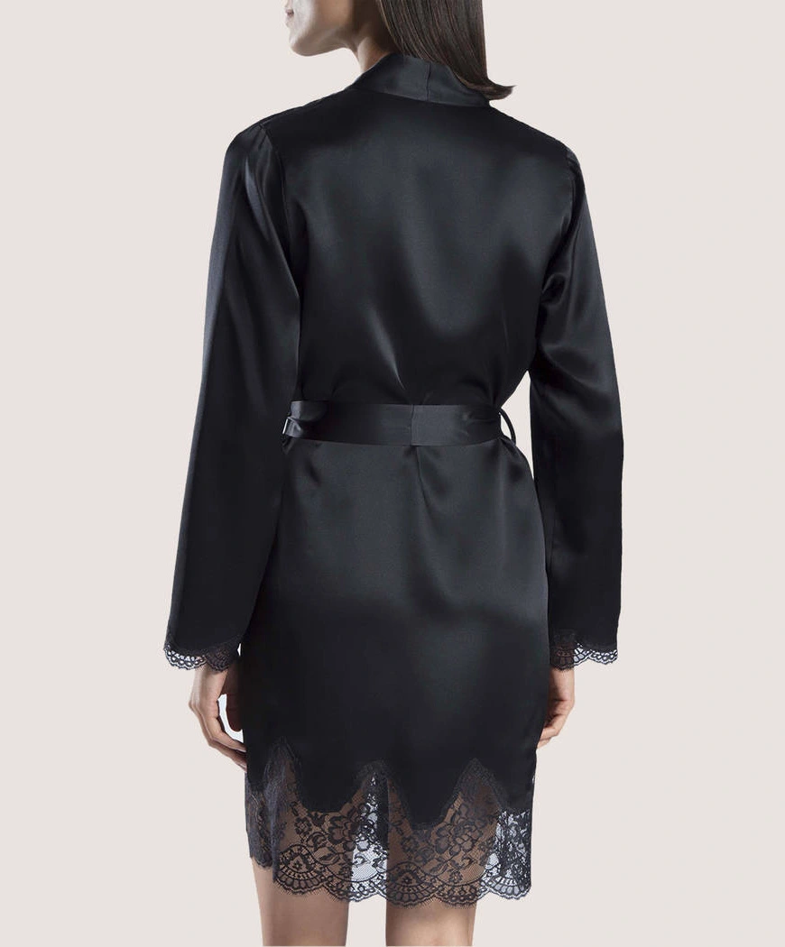 Kimono En Soie Aubade Collection Nightwear De Luxe Toi Mon Amour (ex. Soie D'Amour) Coloris Noir. 4 Kimono En Soie Aubade Collection Nightwear De Luxe Toi Mon Amour (ex. Soie D'Amour) Coloris Noir. – Image 2