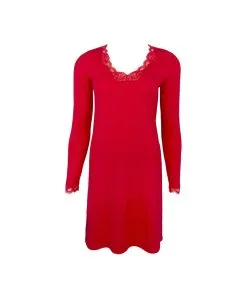 ANTIGEL DE LISE CHARMEL Chemise De Nuit Manches Longues Col V Collection Homewear Simply Perfect En Coloris Rouge Capucine De Chez Antigel Par Lise Charmel.