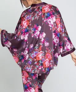 Kimono Court En Soie Lise Charmel Collection Aveu En Fleurs, Coloris Aveu Pétale (=prune). -SOUTIEN-GORGE Soldes Boutique Kimono en soie Lise Charmel Aveu en Fleurs aveu petale prune multicolore ALH2243 AP 2