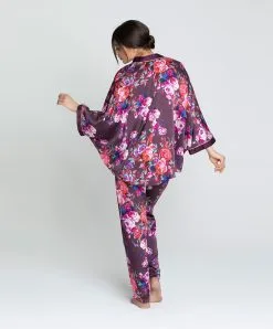 Kimono Court En Soie Lise Charmel Collection Aveu En Fleurs, Coloris Aveu Pétale (=prune). -SOUTIEN-GORGE Soldes Boutique Kimono en soie Lise Charmel Aveu en Fleurs aveu petale prune multicolore ALH2243 AP 5