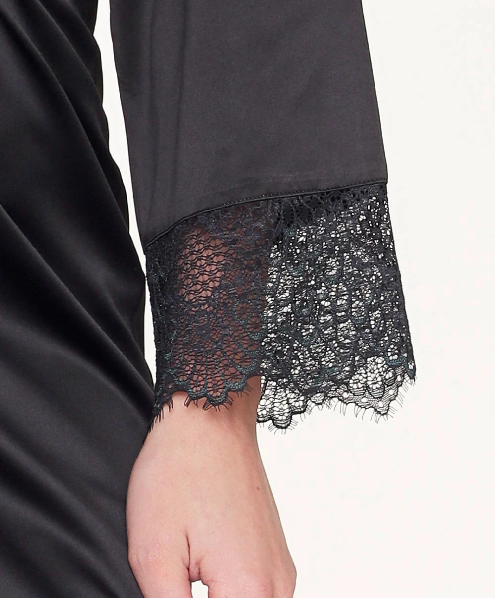 Kimono Satiné Sexy "black/peacock" Collection Nightwear De Chez Lingadore. 6 Kimono Satiné Sexy "black/peacock" Collection Nightwear De Chez Lingadore. – Image 4