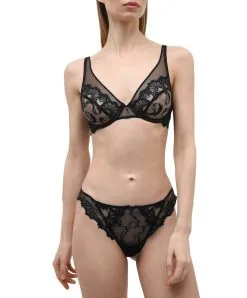 Mini-string Collection De Lingerie Permanente Dressing Floral De Chez Lise Charmel, Coloris Noir.  -SOUTIEN-GORGE Soldes Boutique Mini string Lise Charmel Dressing Floral noir ACC0988 NO 503