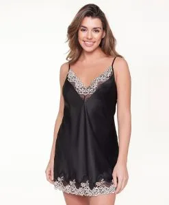 Nuisette Satinée Sexy "black/sand" Collection Nightwear De Chez Lingadore.