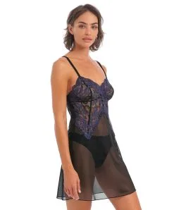 Nuisette Sexy De La Nouvelle Collection Lingerie Permanente Instant Icon, Coloris Black Eclipse, Par La Maison Wacoal. -SOUTIEN-GORGE Soldes Boutique Nuisette sexy Wacoal Instant Icon black eclipse noir et bleu WA814322 963 3
