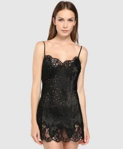 Nuisette Babydoll Sexy En Soie Et Viscose Collection De Lingerie Permanente Dressing Floral De Chez Lise Charmel, Coloris Noir.  -SOUTIEN-GORGE Soldes Boutique Nuisette sexy babydoll Lise Charmel Dressing Floral noir ALC1788 NO 503