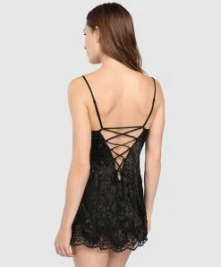 Nuisette Babydoll Sexy En Soie Et Viscose Collection De Lingerie Permanente Dressing Floral De Chez Lise Charmel, Coloris Noir.  -SOUTIEN-GORGE Soldes Boutique Nuisette sexy babydoll Lise Charmel Dressing Floral noir ALC1788 NO 504