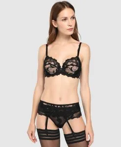 Porte-jarretelles Collection De Lingerie Permanente Dressing Floral De Chez Lise Charmel, Coloris Noir.  -SOUTIEN-GORGE Soldes Boutique Porte jarretelles Lise Charmel Dressing Floral noir ACC4788 NO 502
