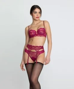Porte-jarretelles Ultra-sexy Ligne Sublime En Dentelle De La Marque De Lingerie Française Lise Charmel, Coloris Fuchsia Sublime. -SOUTIEN-GORGE Soldes Boutique Porte jarretelles Lise Charmel Sublime en dentelle fuchsia ACH4713 FS 4