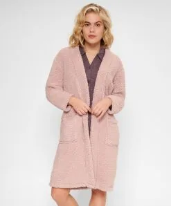 Robe De Chambre Polaire "Fleece" Coloris Rose Poudré De La Collection Lingadore Lounge.