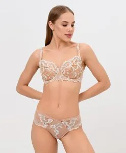 Shorty Collection De Lingerie Permanente Dressing Floral De Chez Lise Charmel, Coloris Ambre Nacre.  -SOUTIEN-GORGE Soldes Boutique Shorty Lise Charmel Dressing Floral ambre nacre chair ACC0488 AN 703