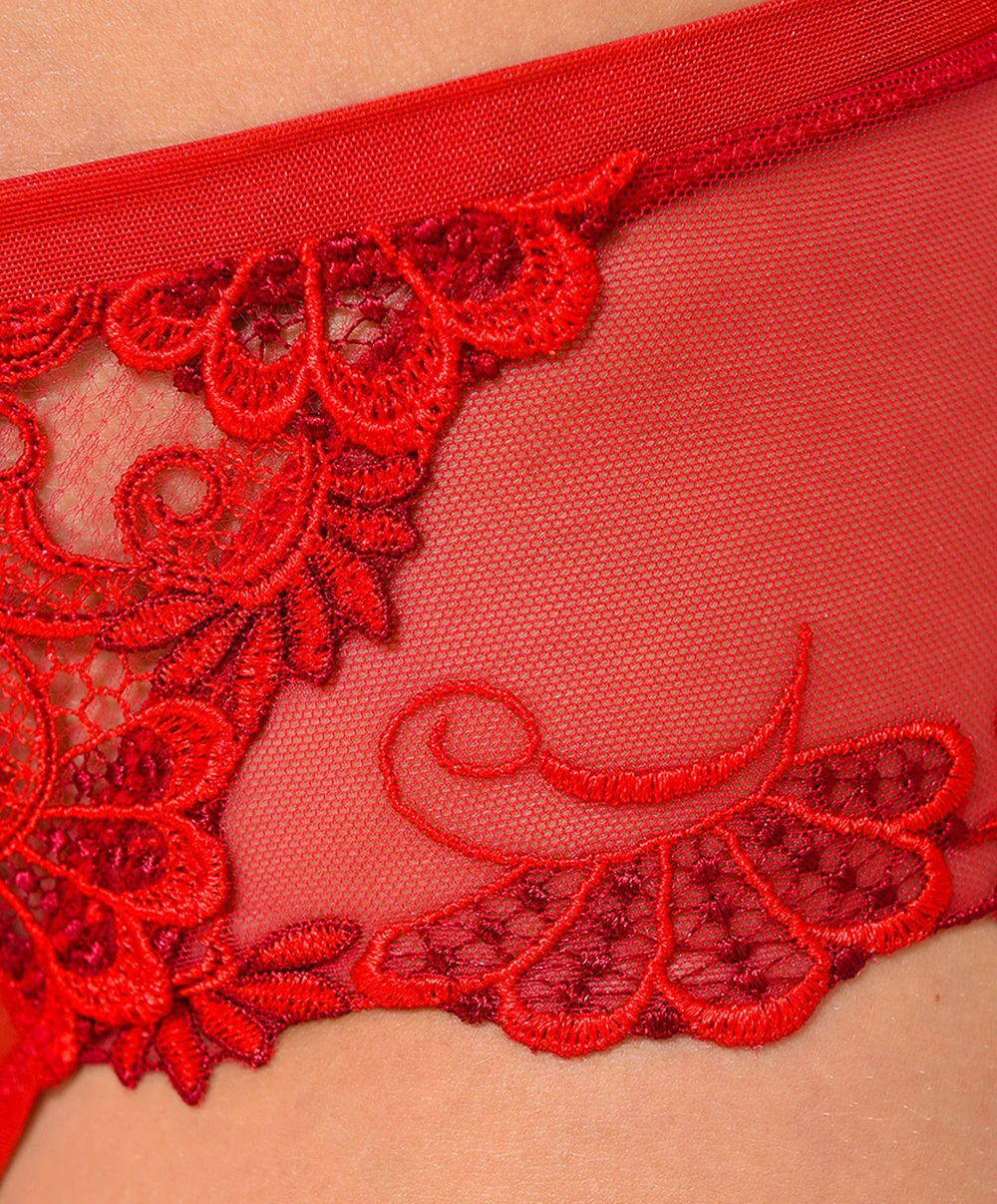 Shorty Collection De Lingerie Permanente Dressing Floral De Chez Lise Charmel, Coloris Dressing Solaire (=rouge). 8 Shorty Collection De Lingerie Permanente Dressing Floral De Chez Lise Charmel, Coloris Dressing Solaire (=rouge). – Image 6