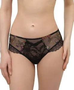 Shorty Collection Fleurs De Nuit Coloris Nuit Summer (=noir Et Multicolore) Par Lise Charmel.