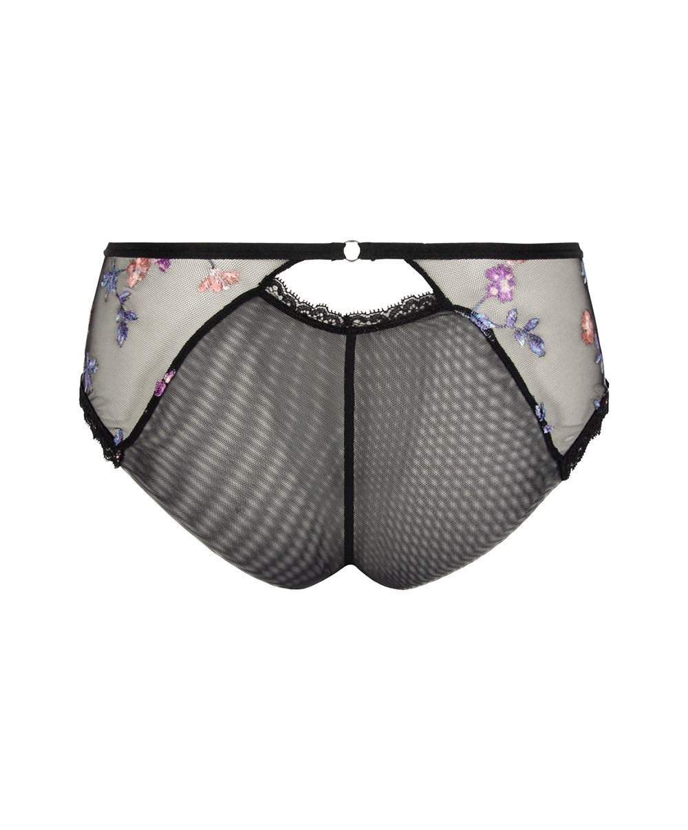Shorty Lise Charmel Collection Flora Aura, Coloris Aura Pastel (broderie Multicolore Pastel Sur Fond Noir). 8 Shorty Lise Charmel Collection Flora Aura, Coloris Aura Pastel (broderie Multicolore Pastel Sur Fond Noir). – Image 6