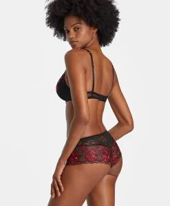 Shorty Sexy Collection Mélodie D'Été De Chez Aubade, Coloris Black Cherry. -SOUTIEN-GORGE Soldes Boutique Shorty Melodie d ete black cherry Aubade rouge et noir IC70 BCHE 4