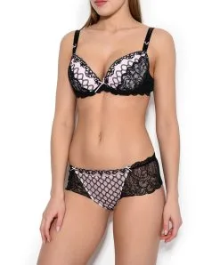LISE CHARMEL Shorty -SOUTIEN-GORGE Soldes Boutique Shorty Taille Basse Lise Charmel J avoue Rose et noir ACC0485 AR ensemble