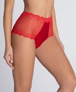 LISE CHARMEL Shorty Taille Haute Sexy En Soie Nude Collection Splendeur Soie, Coloris Rouge. -SOUTIEN-GORGE Soldes Boutique Shorty sexy en soie Lise Charmel Splendeur soie rouge rouge ACC1480 RS 503