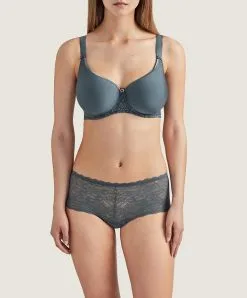 Shorty Taille Basse "St-"Tropez De La Collection Lingerie Gris Ardoise Rosessence Par Aubade Paris. -SOUTIEN-GORGE Soldes Boutique Shorty st tropez Rosessence ardoise Aubade gris HK70 6 ARDO 3
