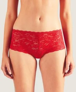 Shorty Taille Basse Rouge "St-"Tropez De La Collection Lingerie Permanente Rosessence Par Aubade Paris.