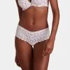 Shorty Taille Basse "St Tropez" Collection Lingerie Bahia & Moi Coloris Tangerine (blanc Et Détails Couleur Corail)  De Chez Aubade Paris. -SOUTIEN-GORGE Soldes Boutique Shorty st tropez bahia et moi tangerine Aubade blanc et corail PY70 2 TANR 1