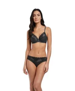 Slip Wacoal De La Collection Lace Perfection, Coloris Charcoal (=gris Anthracite).  -SOUTIEN-GORGE Soldes Boutique Slip Lace perfection Wacoal charcoal WE135005 CHL ensemble