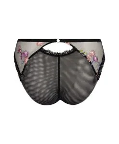 Culotte Italienne Lise Charmel Collection Flora Aura, Coloris Aura Pastel (broderie Multicolore Pastel Sur Fond Noir). -SOUTIEN-GORGE Soldes Boutique Slip Seduction Lise Charmel Flora Aura pastel noir et multicolore ACH0719 AP 11