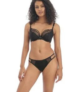 Culotte Brésilienne De La Collection Temptress De Chez Freya Lingerie. -SOUTIEN-GORGE Soldes Boutique Slip bresilien Freya temptress noir AA400171 BLK 2