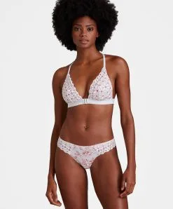 Culotte Brésilienne Collection Lingerie Bahia & Moi Coloris Tangerine (blanc Et Détails Couleur Corail) De Chez Aubade Paris. -SOUTIEN-GORGE Soldes Boutique Slip bresilien bahia et moi tangerine Aubade blanc et corail PY22 2 TANR 3