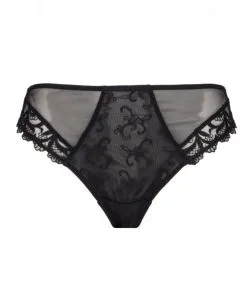 Eprise De Lise Charmel Slip Grande Taille Par Éprise De Lise Charmel Collection Acanthe Guipure Coloris Arty Noir.  -SOUTIEN-GORGE Soldes Boutique Slip dos opaque acanthe guipure Eprise de Lise Charmel arty noir BCG0207 AN packshot face